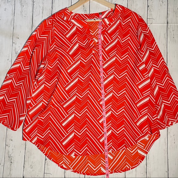 Cato Large Orange White Chevron Hi-lo split neck - Picture 2 of 6